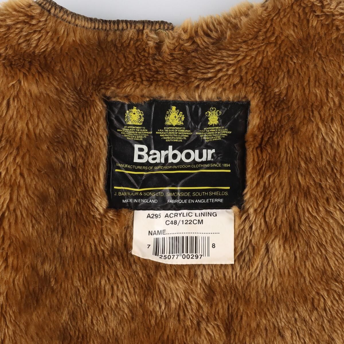 90年代 バブアー Barbour A295 ACRYLIC LINING 旧3ワラント パイル