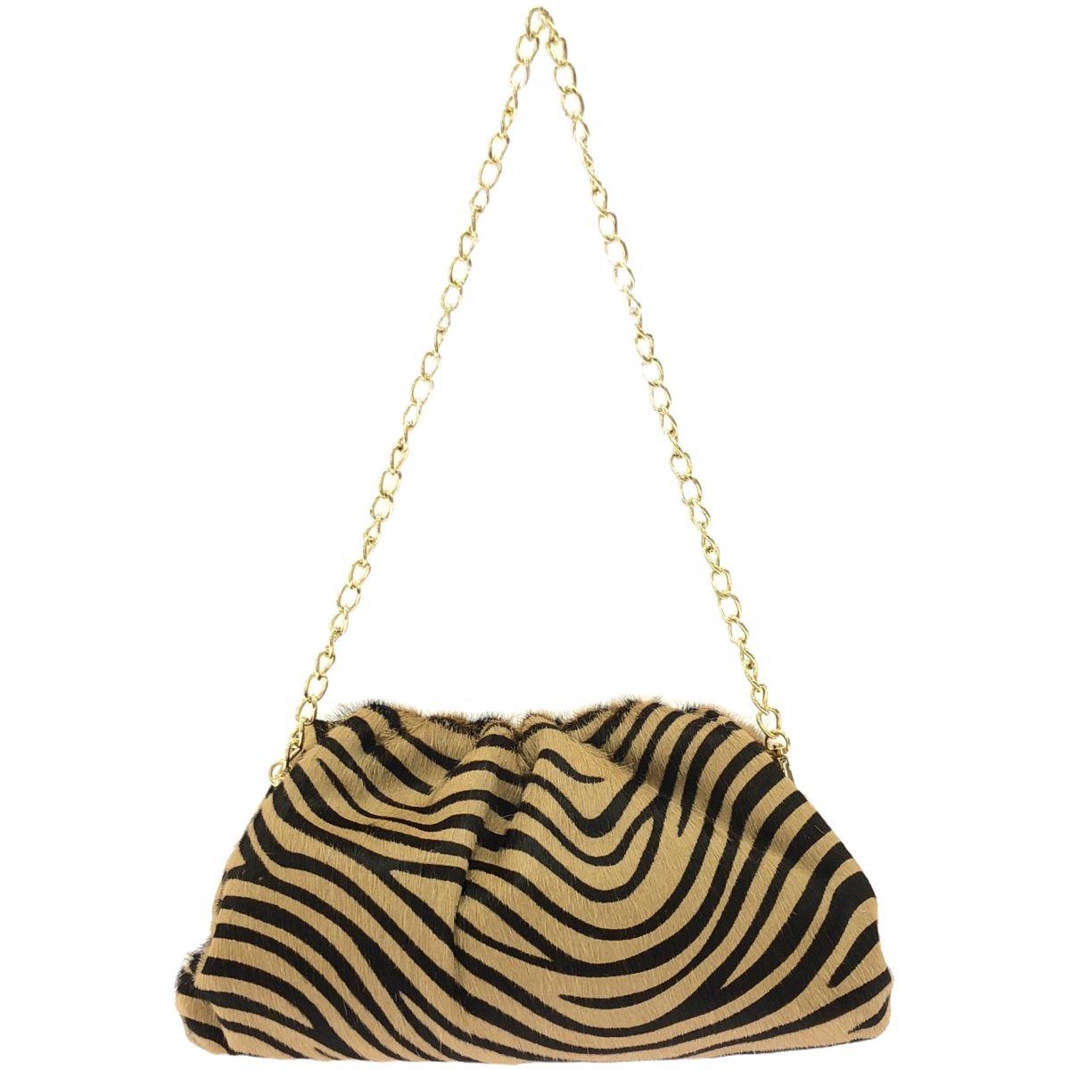 AULENTTI オウレンティ 21AW Zebra 2Way Clutch Bag ゼブラハラコチェーンクラッチバッグ ブラウン -