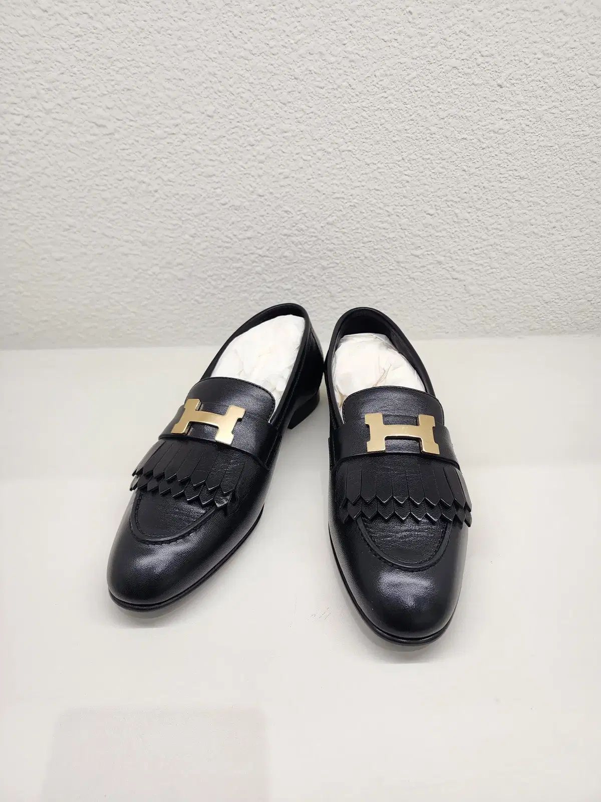 HERMES エルメス ロイヤルローファー 金 黒 34 5