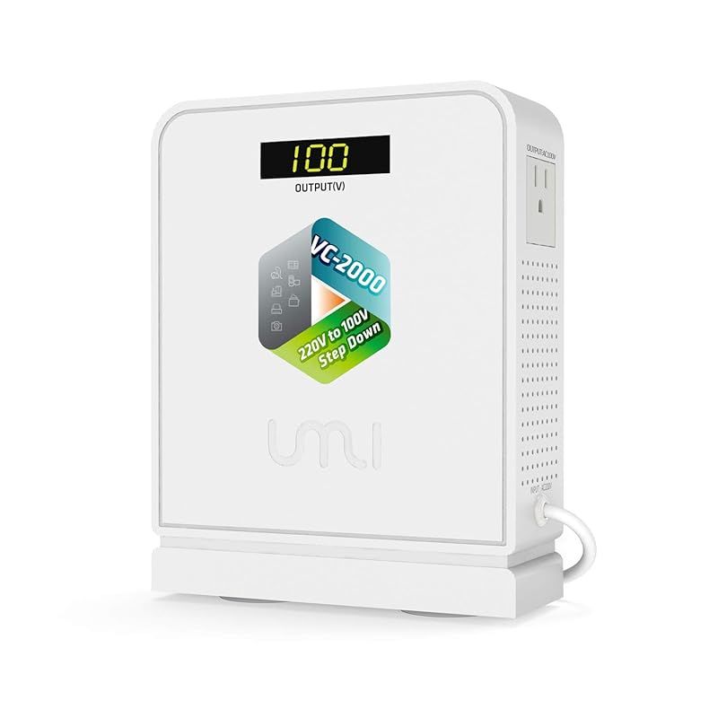 UMIVC 海外旅行用変圧器 降圧 ダウントランス 降圧トランス 降圧器 大容量 電源トランス 220V|240V to 100V|110V 2000W 2000VA 旅行用携帯式変圧器 軽くてコンパクト 安全 1