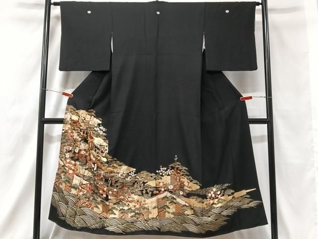 平和屋着物□豪華黒留袖 駒刺繍 祇園祭 金彩 正絹 逸品