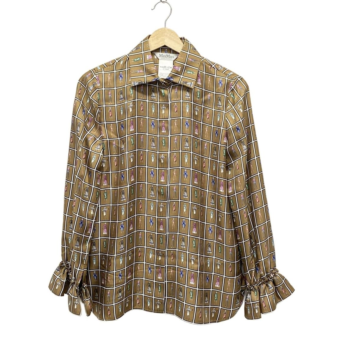 Max Mara マックスマーラ 長袖シャツブラウス サイズ36 S レディース - ブラウン×白×マルチ シルク|チェック柄