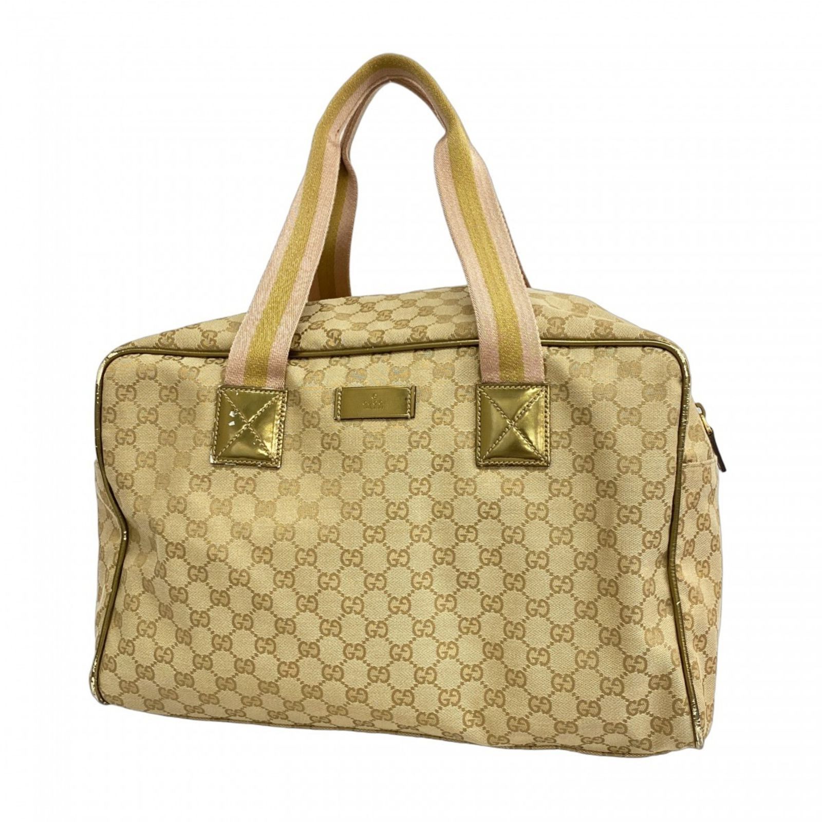 グッチ Gucci グッチ ボストンバッグ GGキャンバス 153240 キャンバス ブラウン ゴールド メンズ レディース