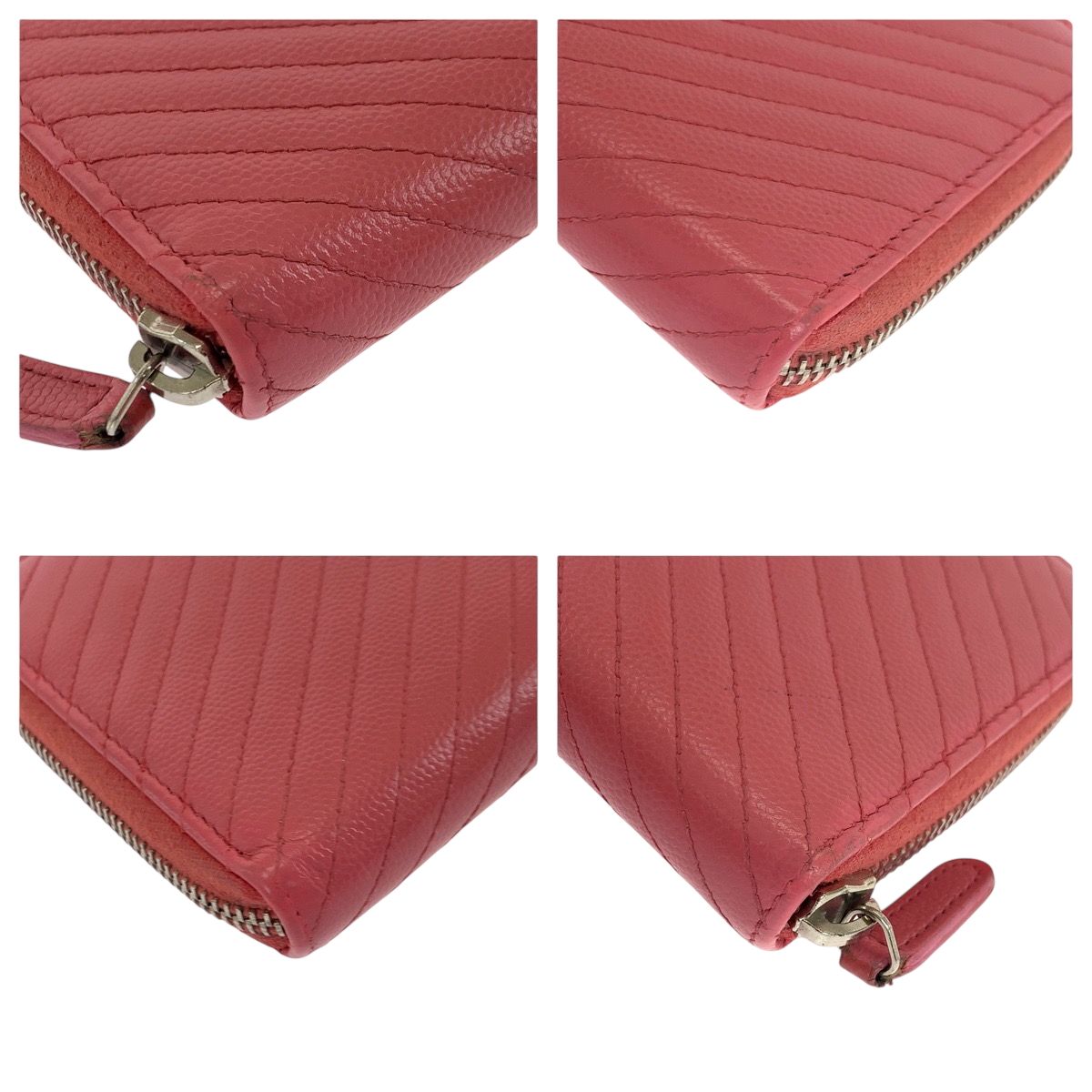 美品 CHANEL シャネル Vシェブロン Vステッチ ココマーク ピンク