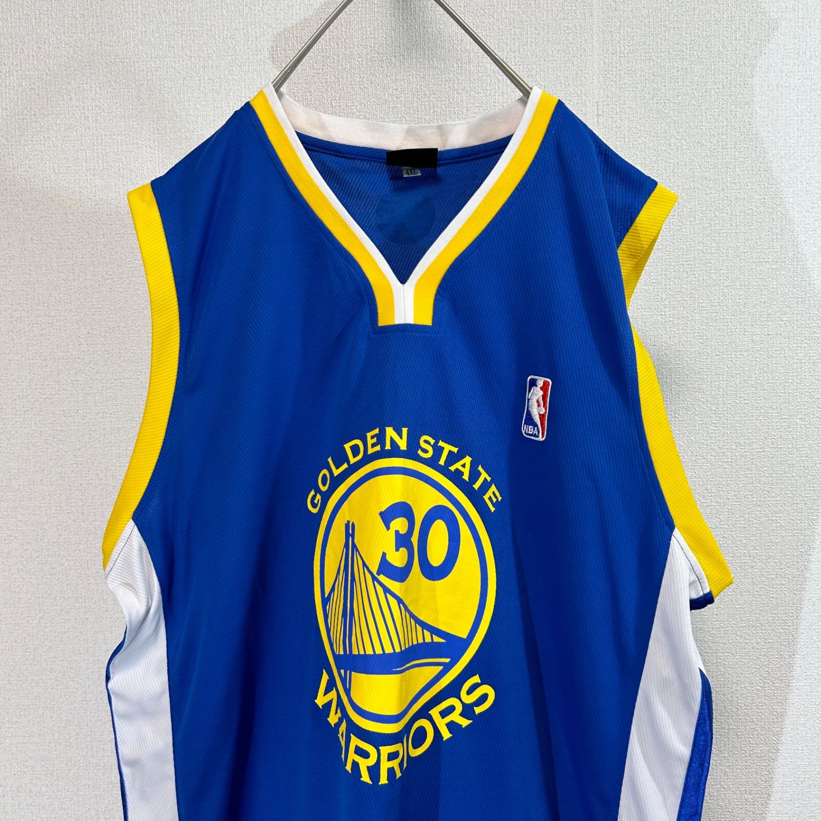 美品NBAウォリアーズゲームシャツTシャツ両面プリントバスケ青