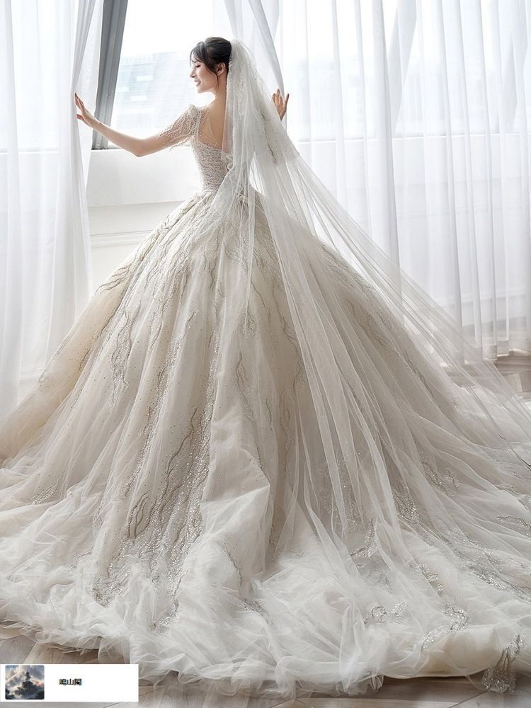 送料無料 春夏 新婦用主婚 !-利用不可文字-! 大きいサイズ対応 重工刺繍ドリーミースターリー ロングトレーン 小柄花嫁にもスリム見え 森系スタイル-8.13LYC680夏の新生活