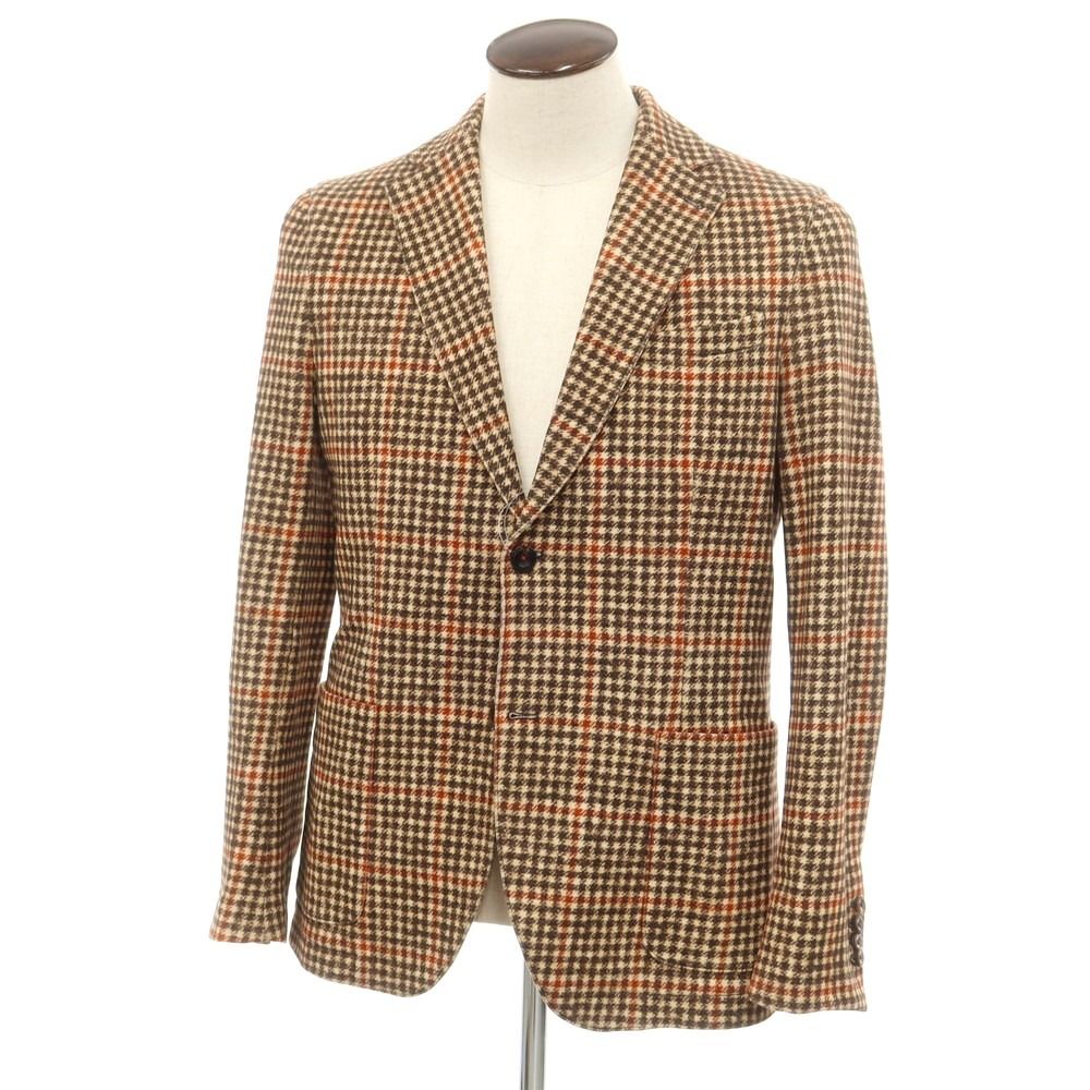 【中古】チルコロ1901 CIRCOLO 1901 コットン ジャージー チェック カジュアルジャケット ベージュxブラック【サイズ50】【メンズ】