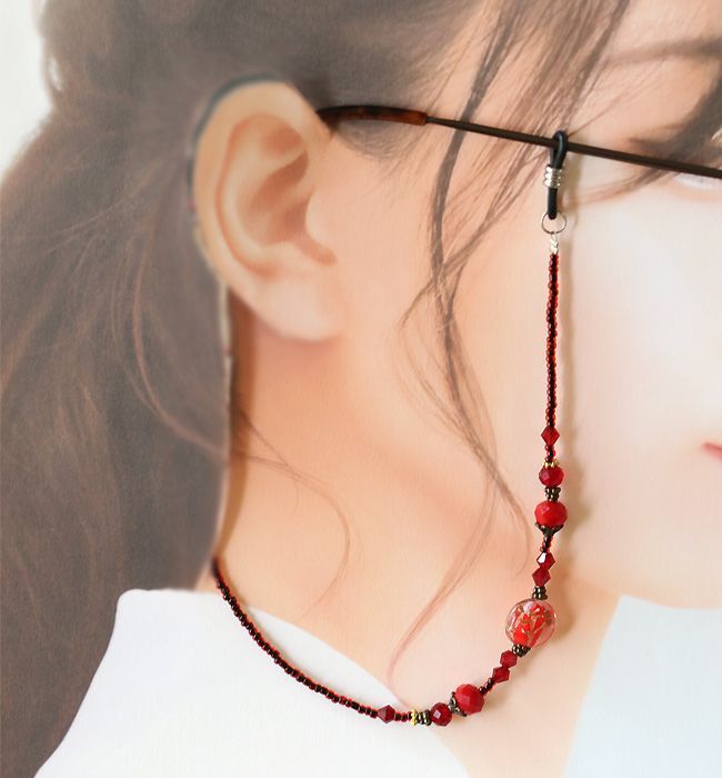 和風 とんぼ玉 メガネチェーン レディース 眼鏡チェーン グラスコード