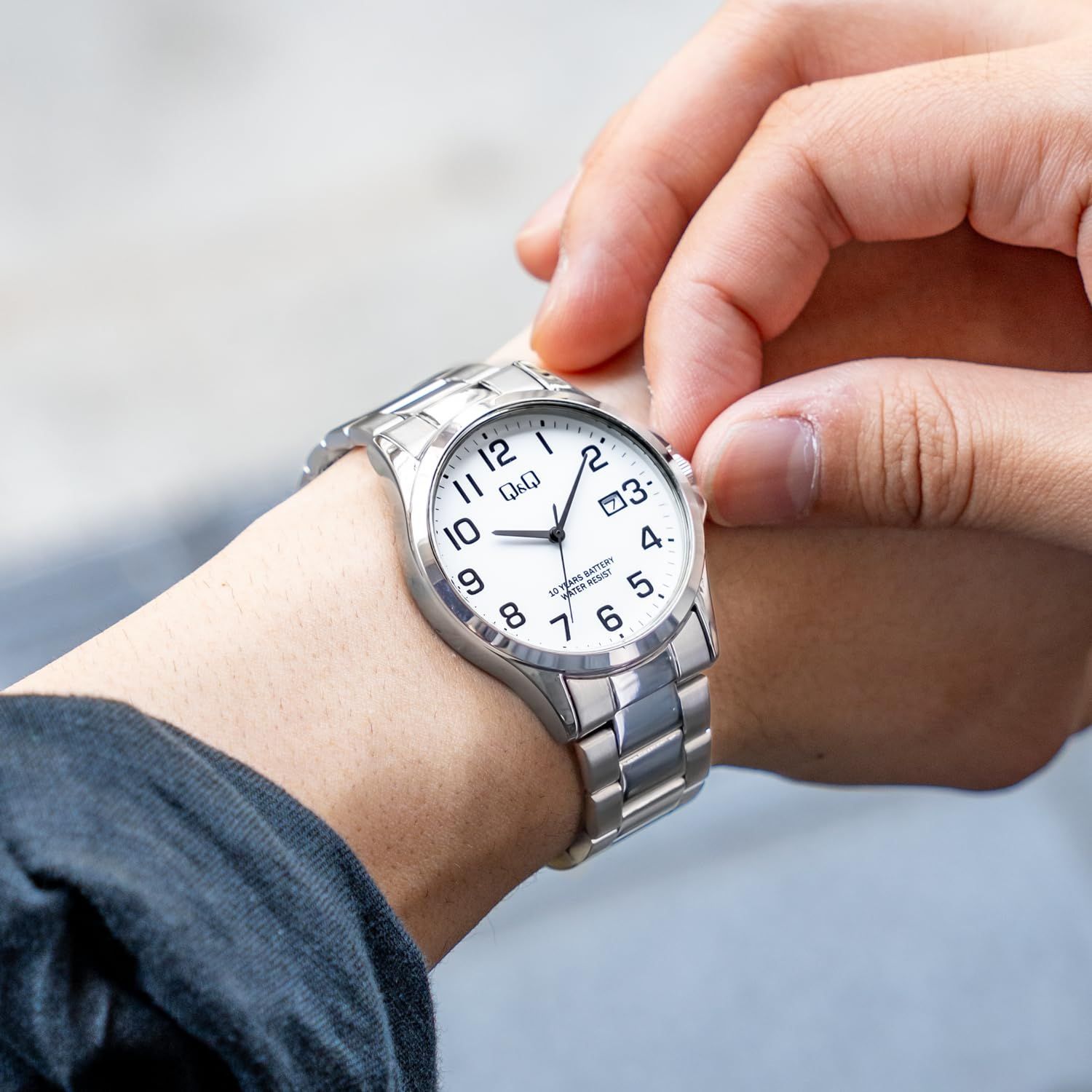  腕時計 キューアンドキュー シチズンQ-Q アナログ 電池寿命10年 防水 メタルバンド A 23 A-001 PK メンズ シルバー 腕時計 キッズファッション小物