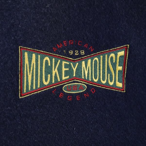 ミッキーマウス 80s 90s USA製 オールド バック刺繍 ウールブレンド スタジャン L ネイビー MICKEY MOUSE ブルゾン メンズ  古着 【231024】
