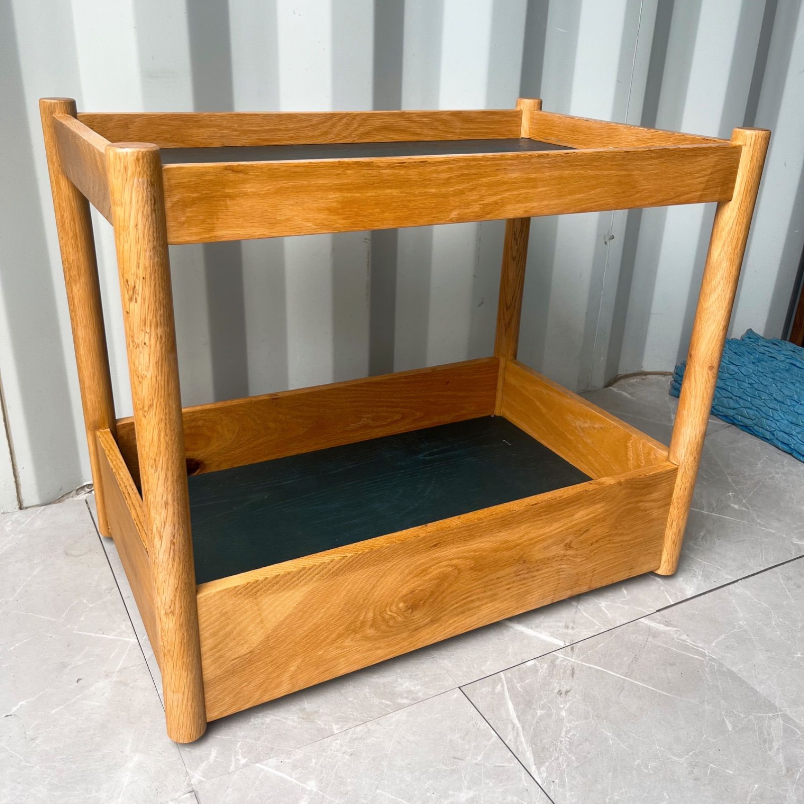 トロリー 北欧風天然木無垢材キャスター付きワゴン