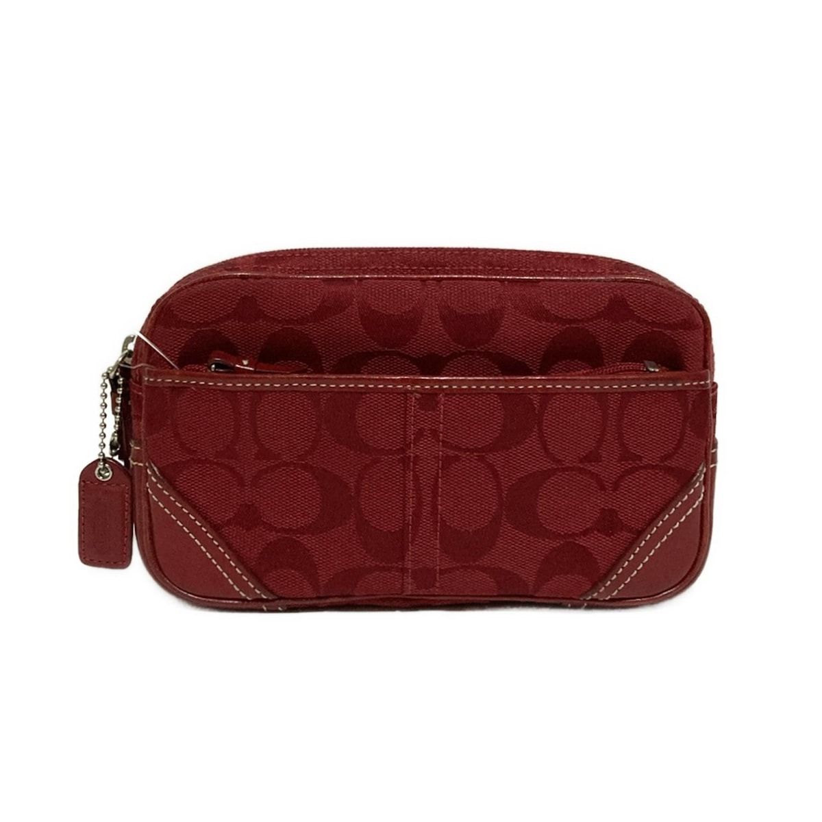 美品　コーチ　coach ウエストポーチ COACH(コーチ) ウエストポーチ シグネチャー柄 レッド ベルト