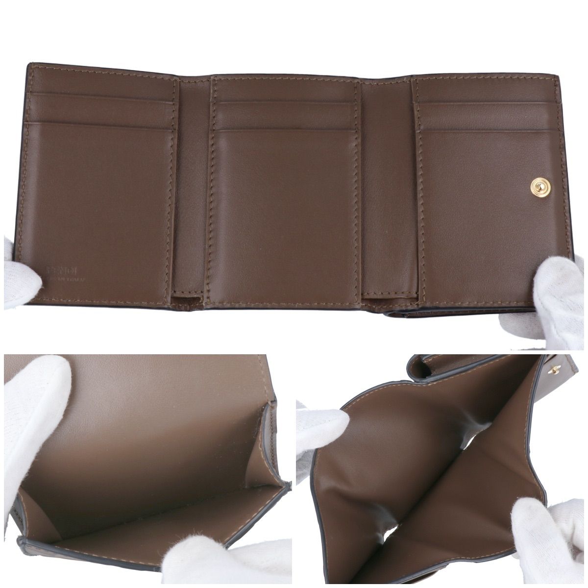 ✨極美品✨FENDI 三つ折り　ズッカ柄　FF ダイヤモンド　折り財布　金具 FENDI】フェンディ FFダイヤモンド 三つ折り財布 ズッカ柄