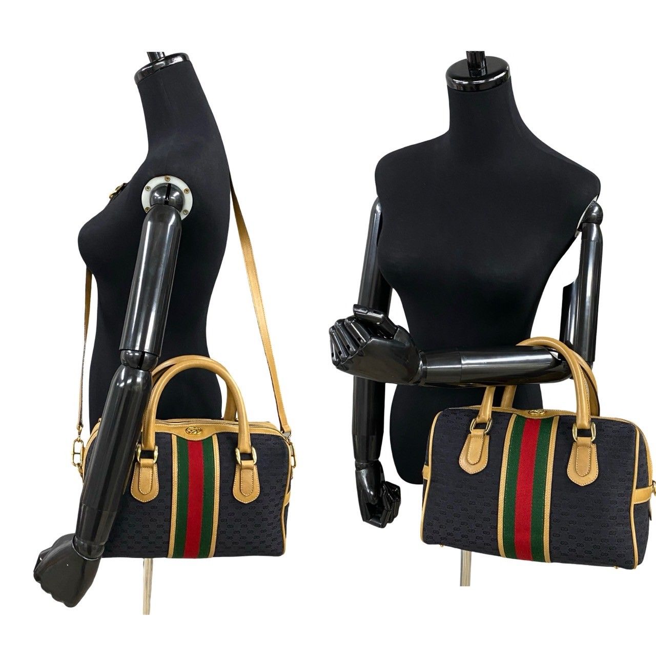 極 美品 GUCCI グッチ オールドグッチ シェリーライン マイクロ GG ロゴ レザー 2way ハンドバッグ ボストンバッグ ショルダーバッグ  44-10 - メルカリ