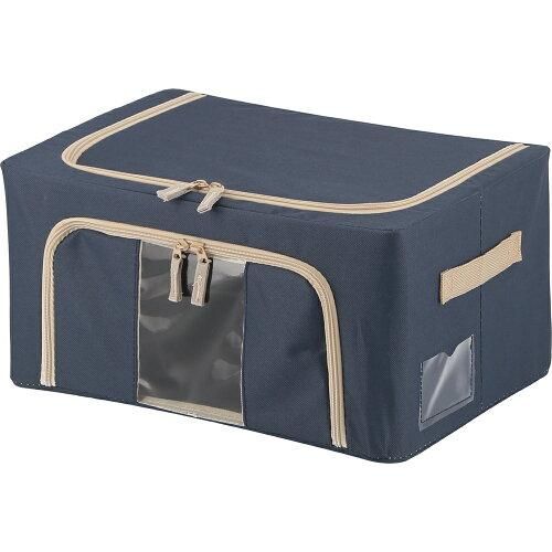 【新品・2営業日で発送】FUJIBOEKI 不二貿易 窓付＆積み重ね収納ボックス 22L BL 品番:63513 品番:63513【入数:6】