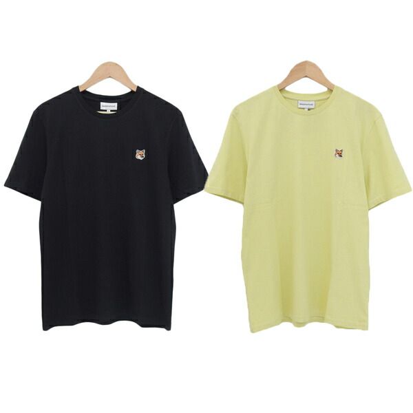 メゾンキツネ MAISON KITSUNE フォックスヘッド パッチ Tシャツ 半袖 Chake Yellow M