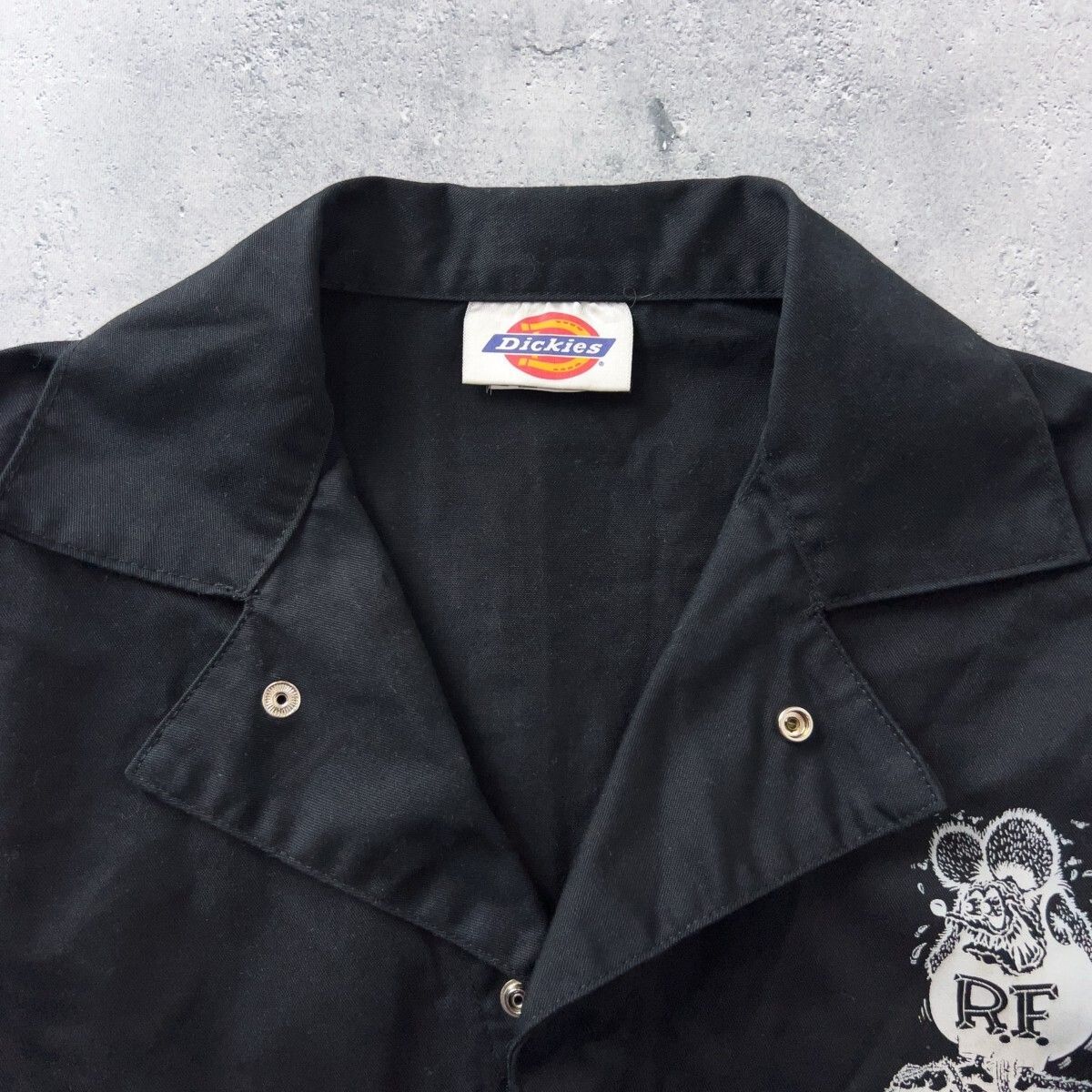 ムーンアイズ Rat Fink × ディッキーズ カバーオールつなぎ 黒 ムーン