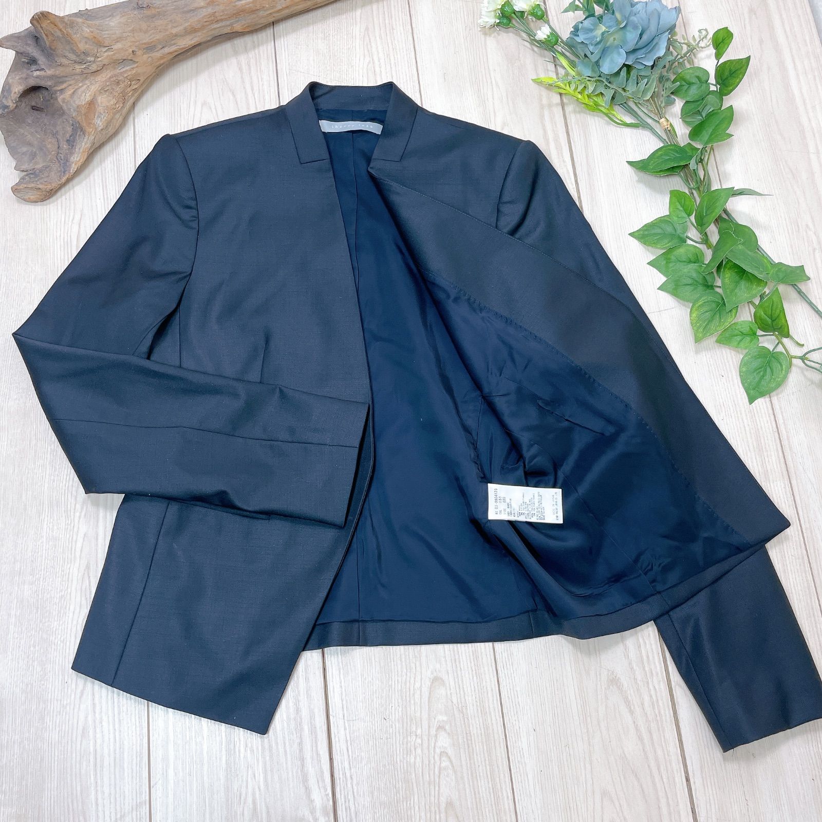 theory luxe ノーカラージャケット ネイビー　サイズ36 2881000000049412-3.jpg