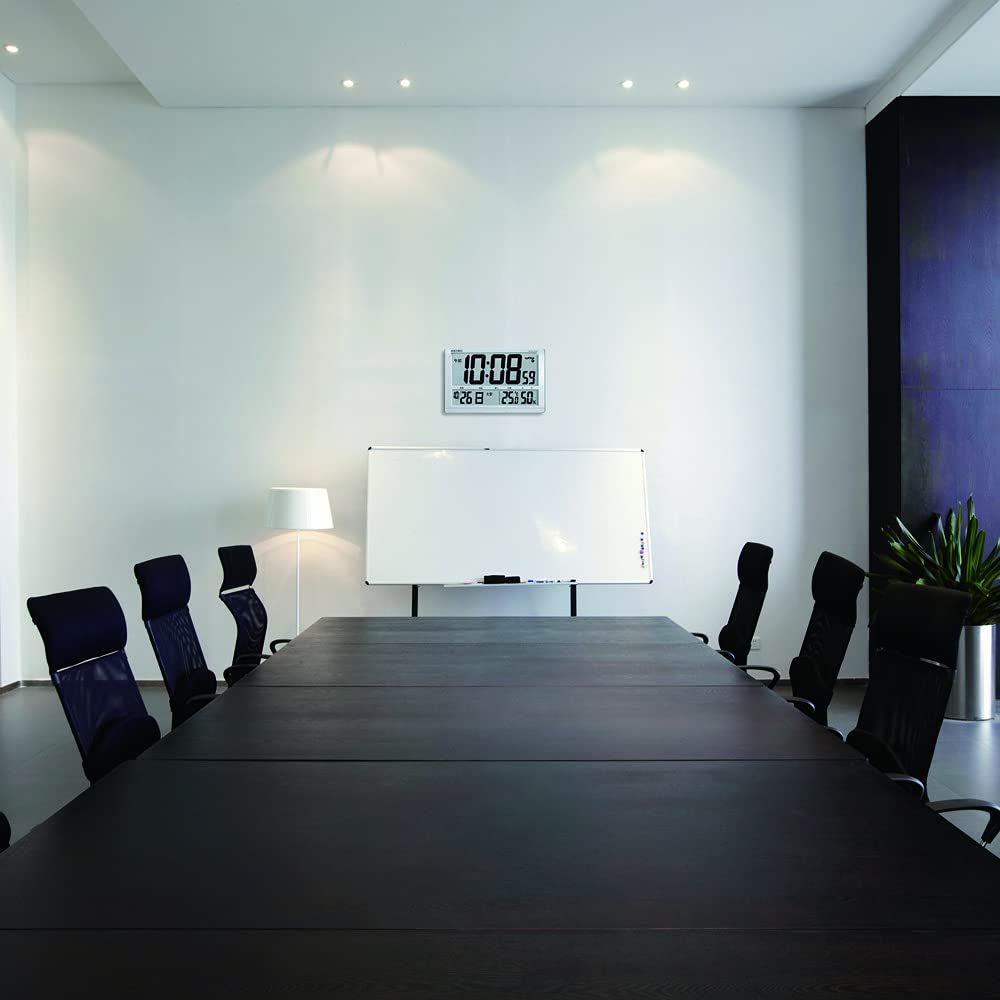 セイコークロック Seiko Clock セイコー クロック 掛け時計 置き時計 兼用 電波 デジタル カレンダー 六曜 温度 湿度 表示 大型 銀色 メタリック SQ433S SEIKO