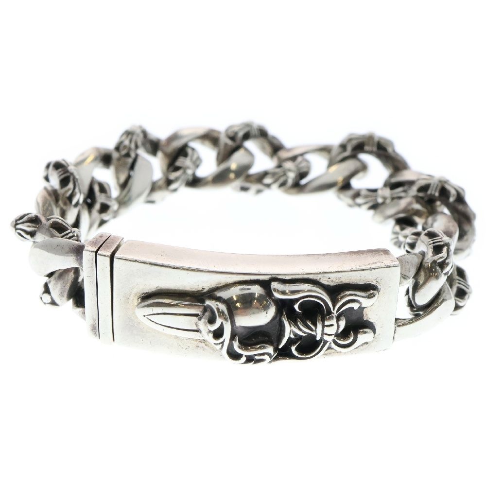 CHROME HEARTS クロムハーツ ID DGGR HEART 13LINK ダガーハートショートIDファンシーリンク シルバーブレスレット
