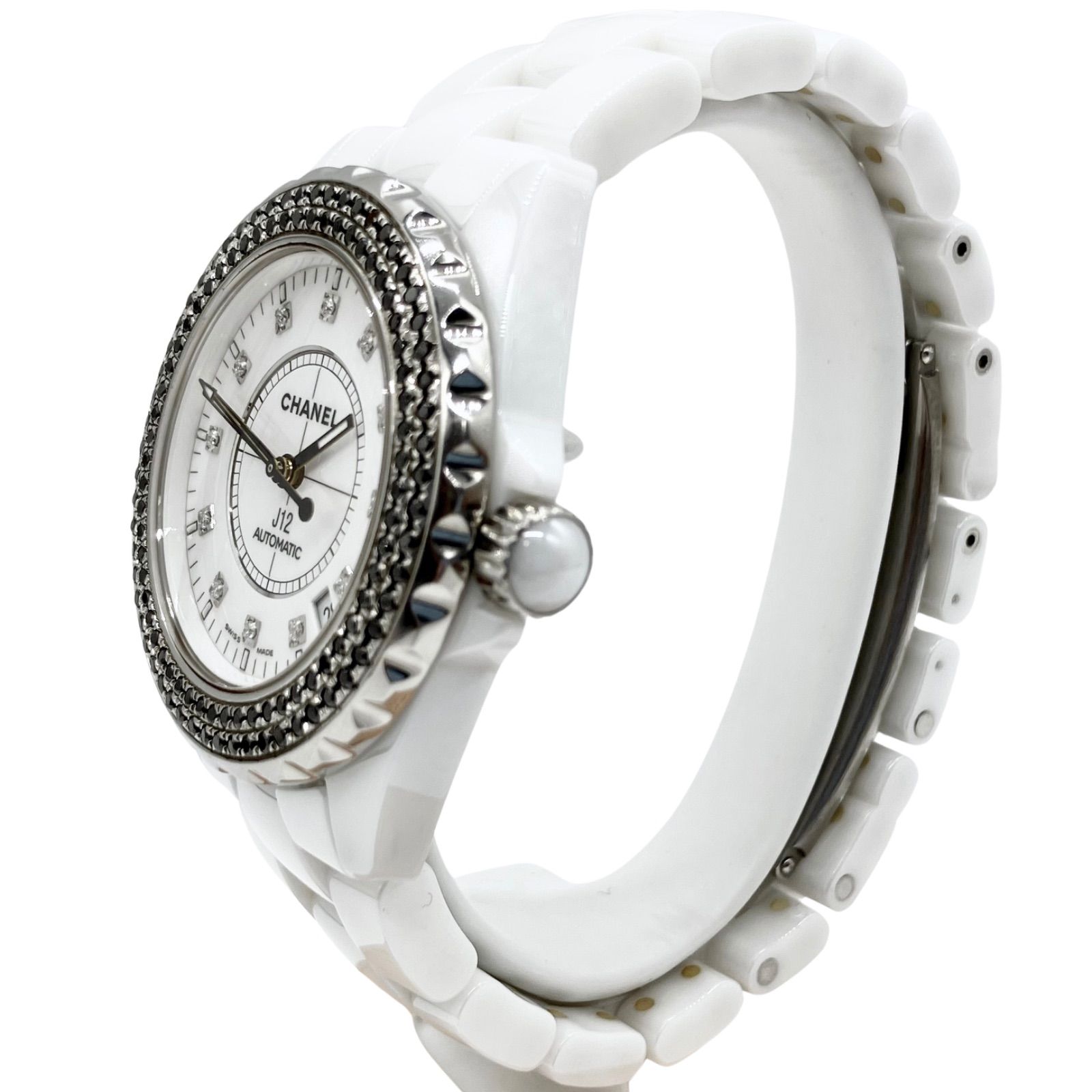 点検済】 CHANEL シャネル J12 H1631 12P ブラックダイヤ セラミック 