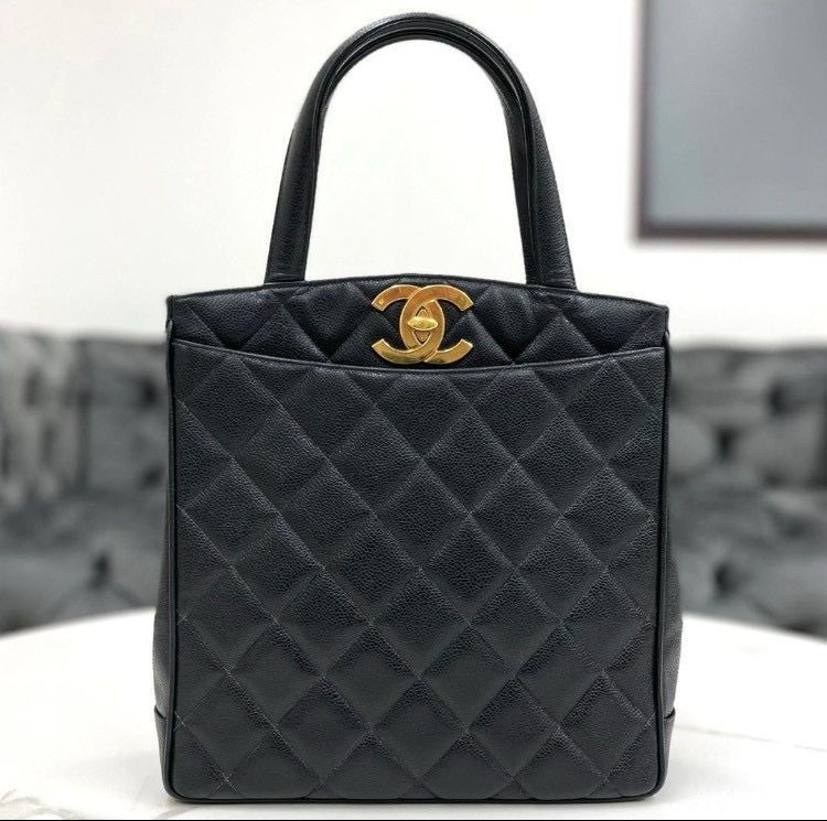 シャネル マトラッセ キャビアスキン 黒 トートバッグ ヴィンテージ