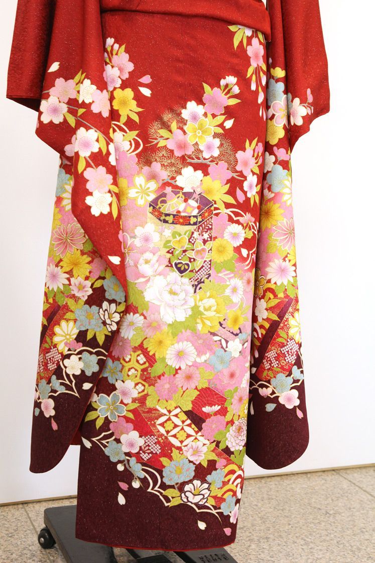 振袖 袋帯 帯揚げ 帯締め セット 薔薇 赤 金通し