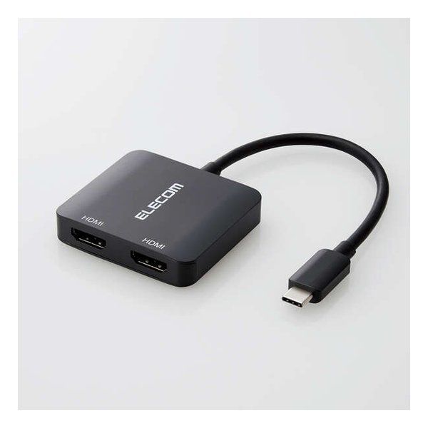 【新品】ELECOM  エレコム USB Type-C - HDMI変換アダプター  2ポート/ケーブル12cm/ブラック AD-CHDMI2BK2 (2637816)