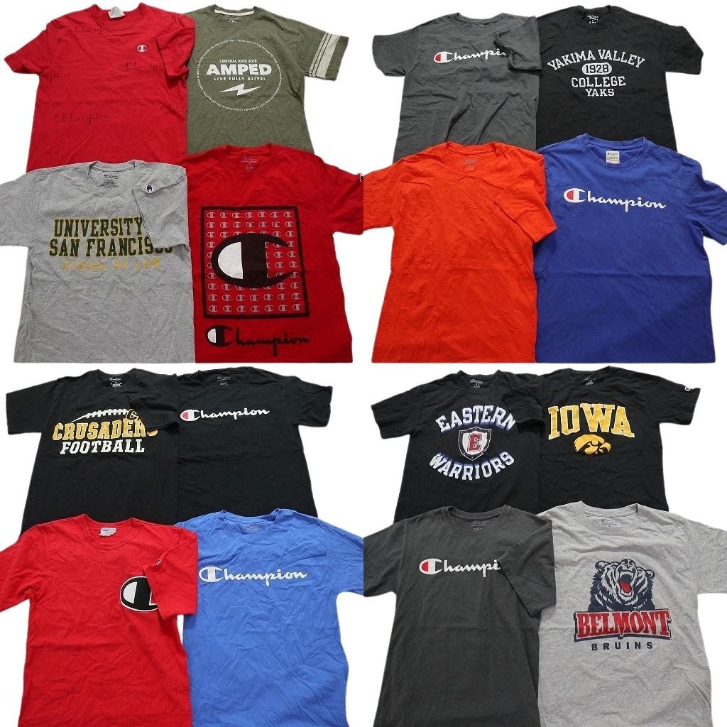 古着卸 チャンピオン 半袖Tシャツ 16枚セット メンズ S カレッジ風 ワンポイント チームロゴ 大判プリント 古着 NA1553
