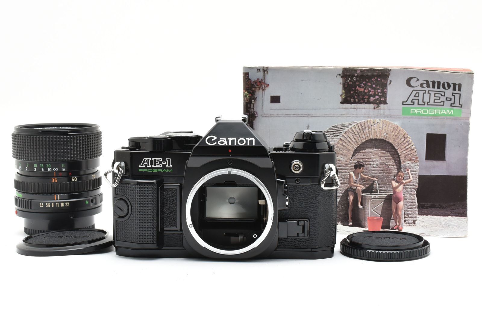 上 Canon キヤノン AE-1 Program ブラック FD 35-70mm f3.5-4.5 レンズセット