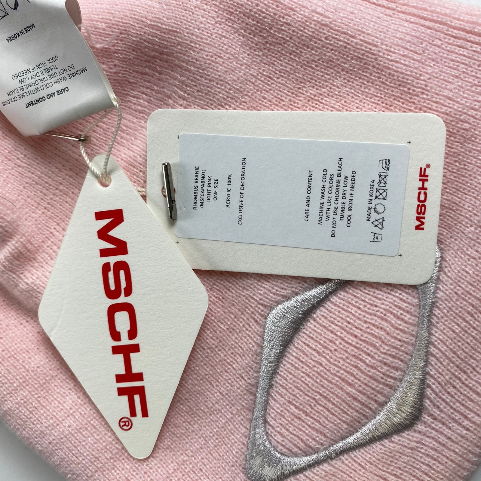 【韓国限定】mschf ビーニー　ピンク 未使用】 MSCHF ミスチーフ / ニット帽 ビーニー LIGHT PINK