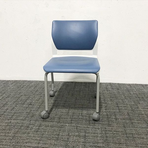 スタッキングチェア 肘無 MC-255 キャスター付 アイコ ブルー
