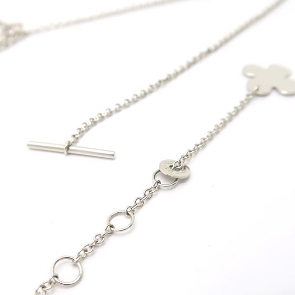nanis クローバー ダイヤモンド ネックレス 750 ホワイトゴールド WG 
