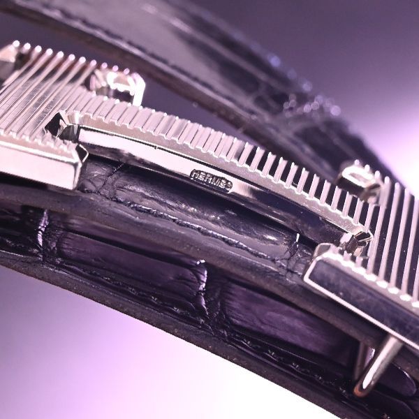 本物 超美品 エルメス 最高級ポロサス クロコダイルレザー ストリエ H  