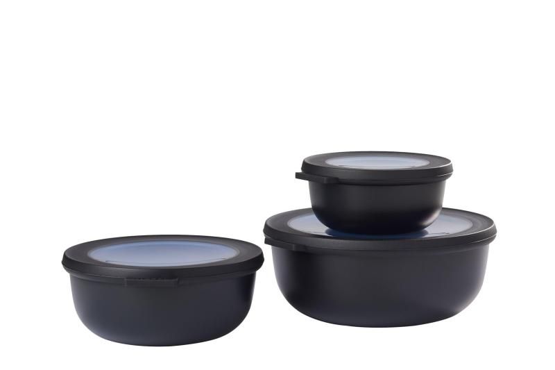 Mepal Cirqula 350|750|1250 3 DLGの北欧黒3プラスチックセット プラスチック 北欧シュヴァルツ 19.2 x 8 x cm