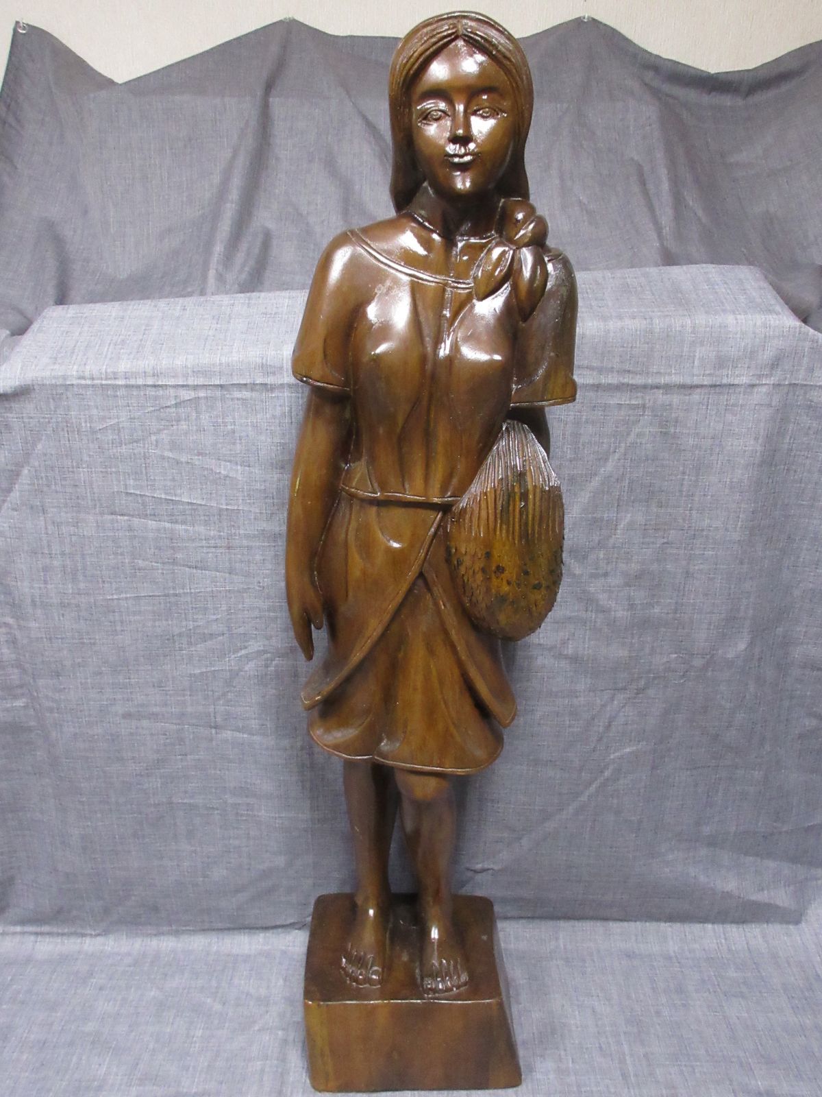 木彫り 女性像 置物 東南アジア 彫刻 民族工芸 : 民芸品 バリ島 