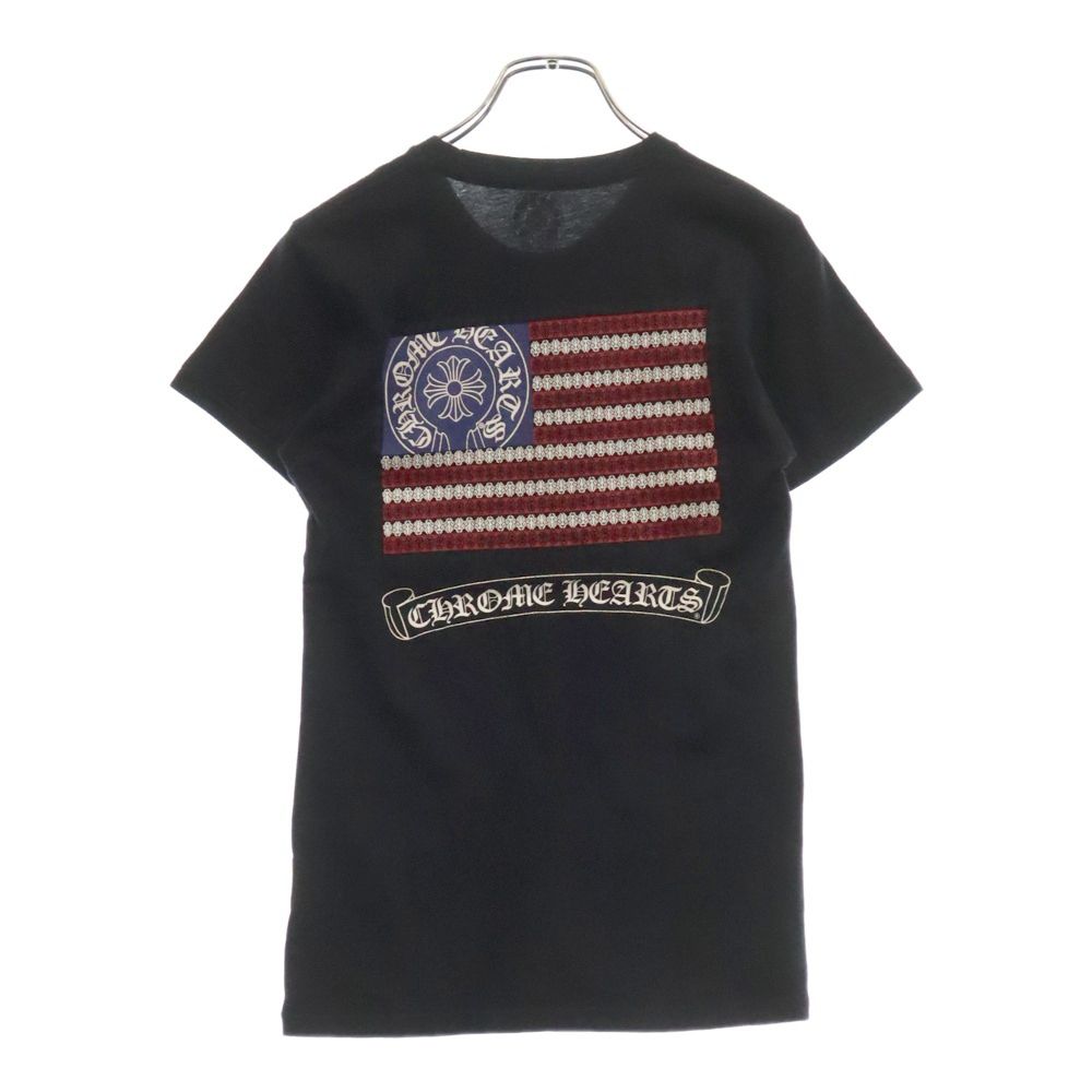 Chrome Hearts - CHROME HEARTS クロムハーツ OLD American Flag Therma バックプリント 半袖カットソー Tシャツ ブラック レディース CHROME HEARTS (クロムハーツ) OLD American Flag Therma バック
