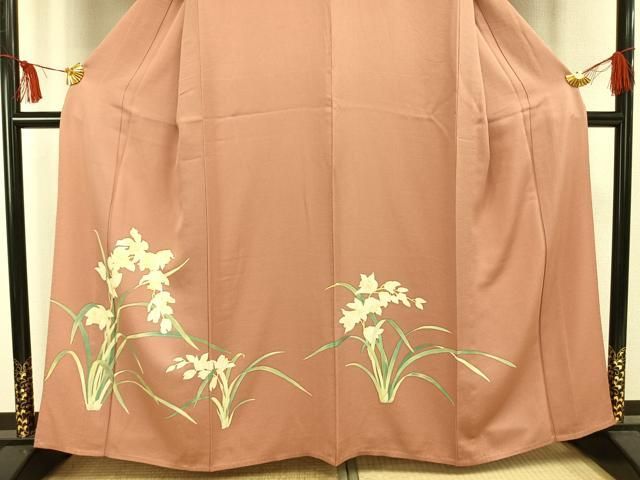 平和屋着物▽訪問着 単衣 駒刺繍 草花文 金彩 正絹 逸品 DAAV5357az