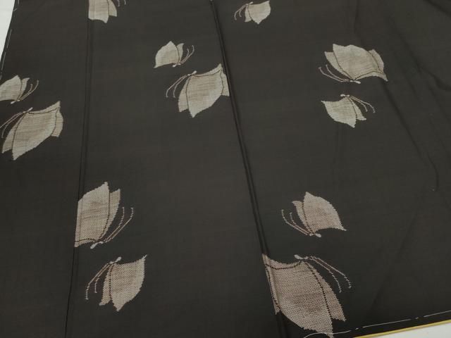 平和屋着物○本場大島紬 9マルキ 泥染め 地空き 久井絹織物謹製 舞蝶文