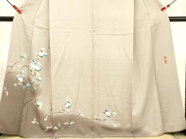 平和屋着物○京加賀友禅 百貫達雄 訪問着 枝花文 暈し染め 銀座おゝぎ
