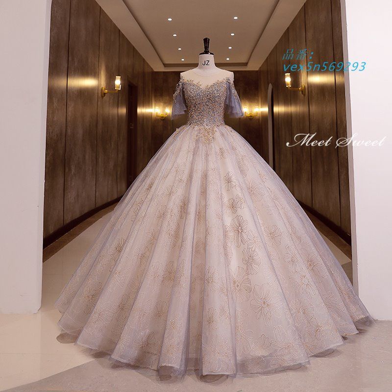 ドレス パーティードレス ロングドレス 結婚式 二次会 発表会 プリンセスラインドレス ウエディングドレス ステージドレス ウェディングドレス コンサート vex5n569293