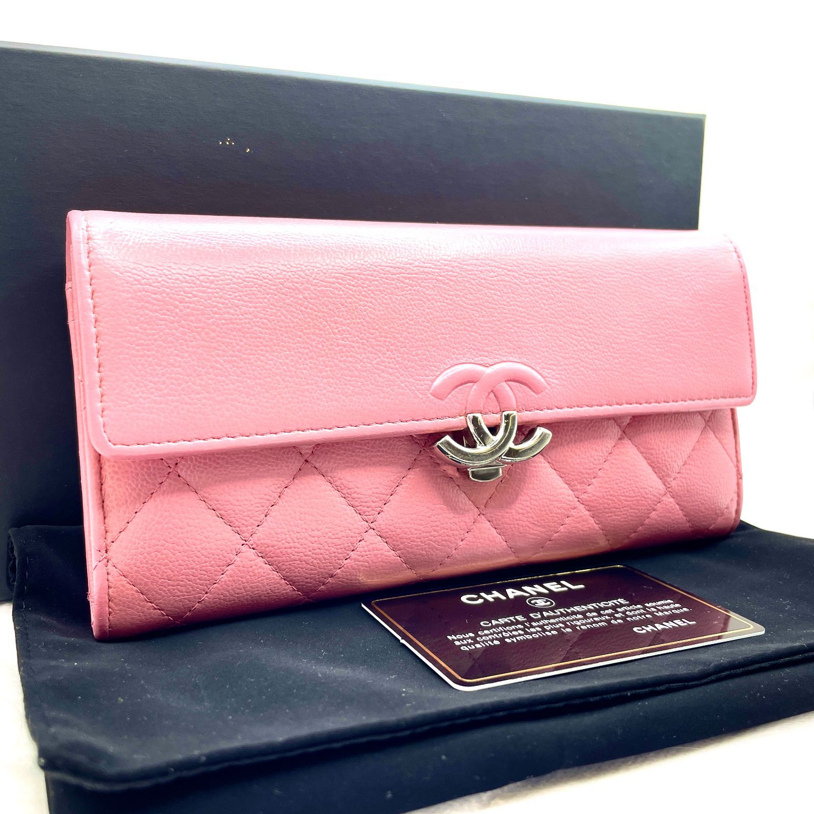 220】CHANEL シャネル ハーフココ プッシュロック式 フラップ 二 