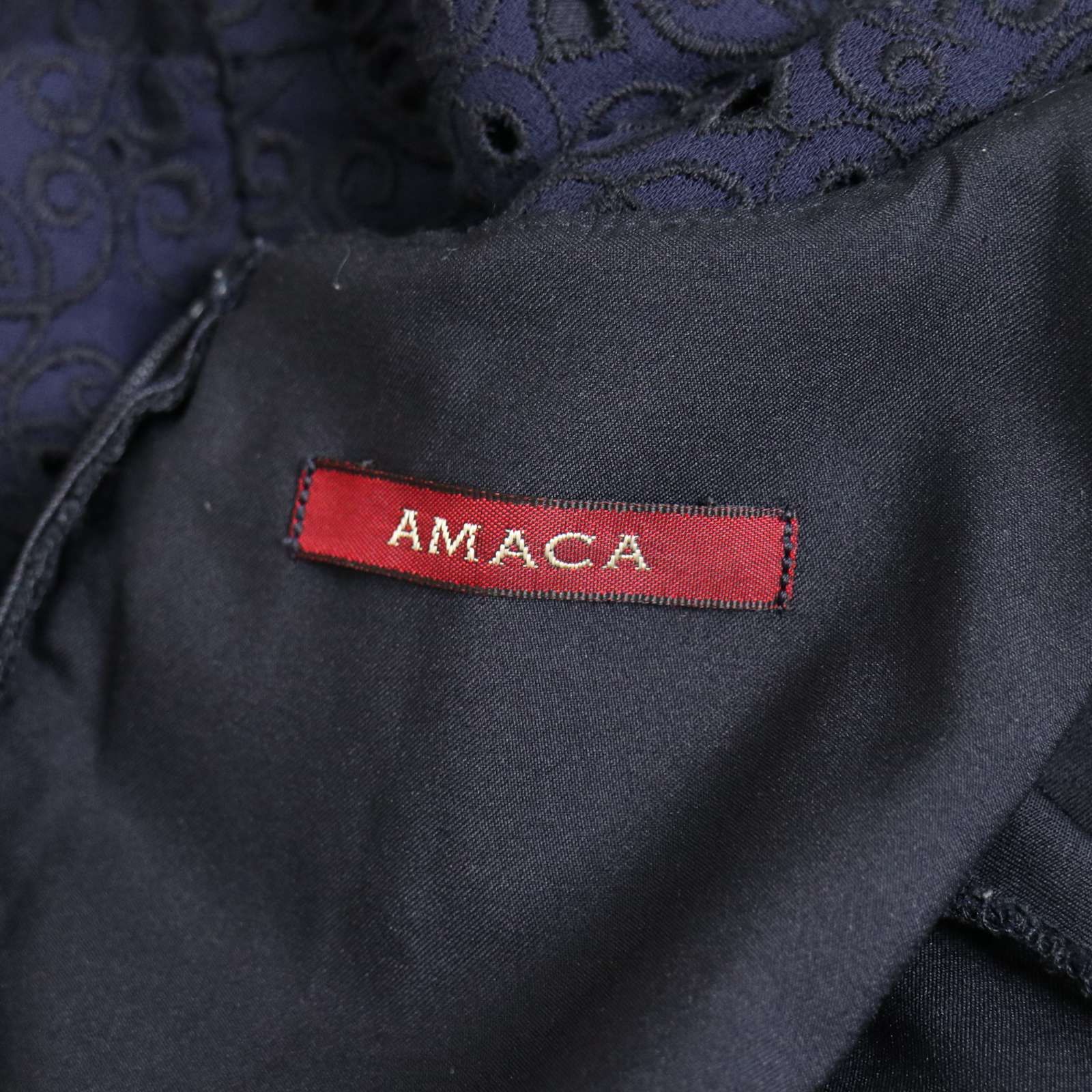 アマカ 今期ワンピース(38)AMACA 233○ AMACA ノースリーブ ネイビー ワンピース 38 - メルカリ
