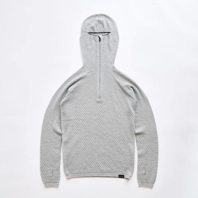 Bring ブリング WUNDERWEAR Half Zip Hoodie BW0505 ライトグレー ワンダーウェア シームレスハーフジップフーディー パーカー スウェット トレーナー 長袖 メリノウール70% ミッドレイヤー 中間着 登山 トレッキ