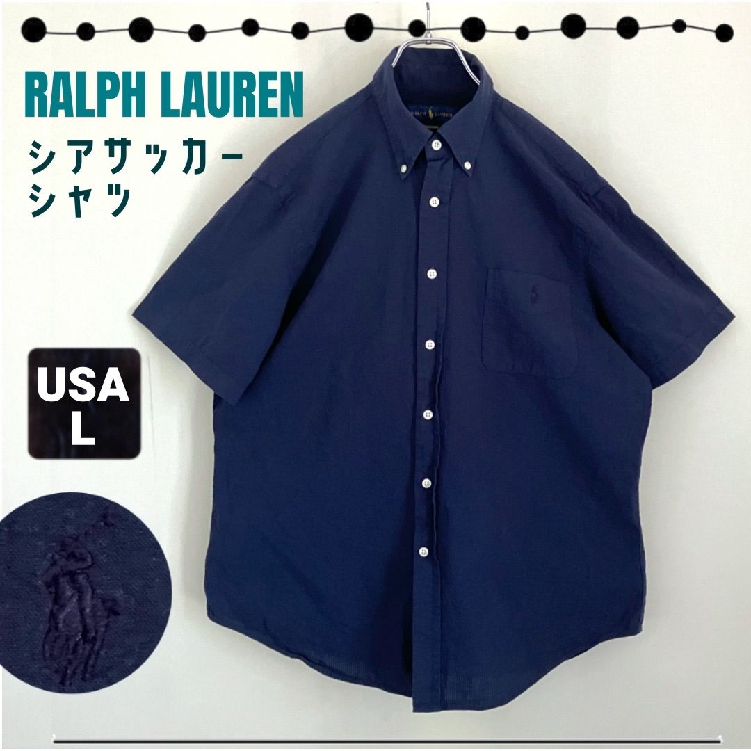 ラルフローレン ☆シアサッカー/半袖BDシャツ☆ネイビー☆Ralph