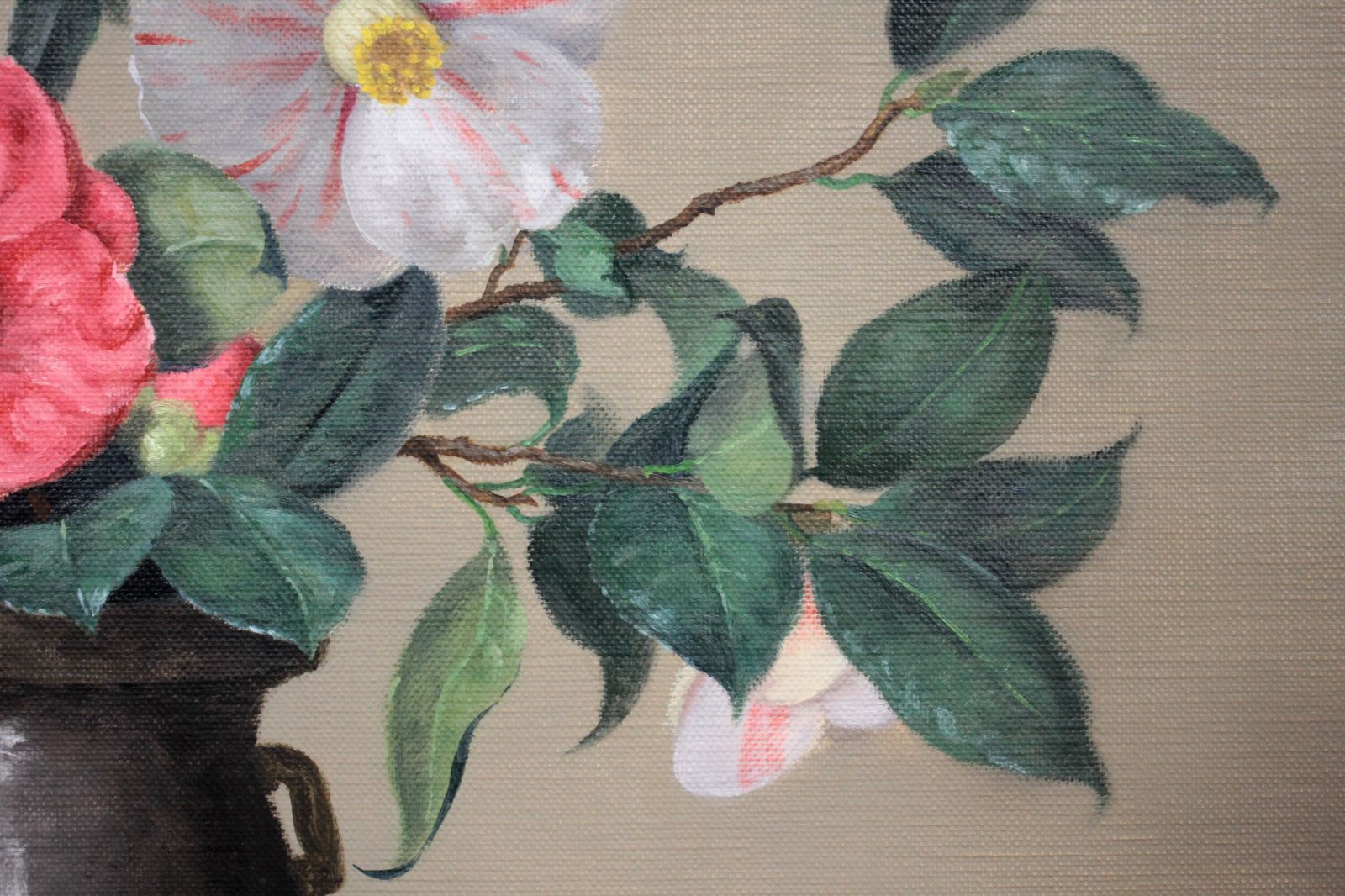 山口和男『備前と椿』油彩画【真作保証】 絵画 - メルカリ