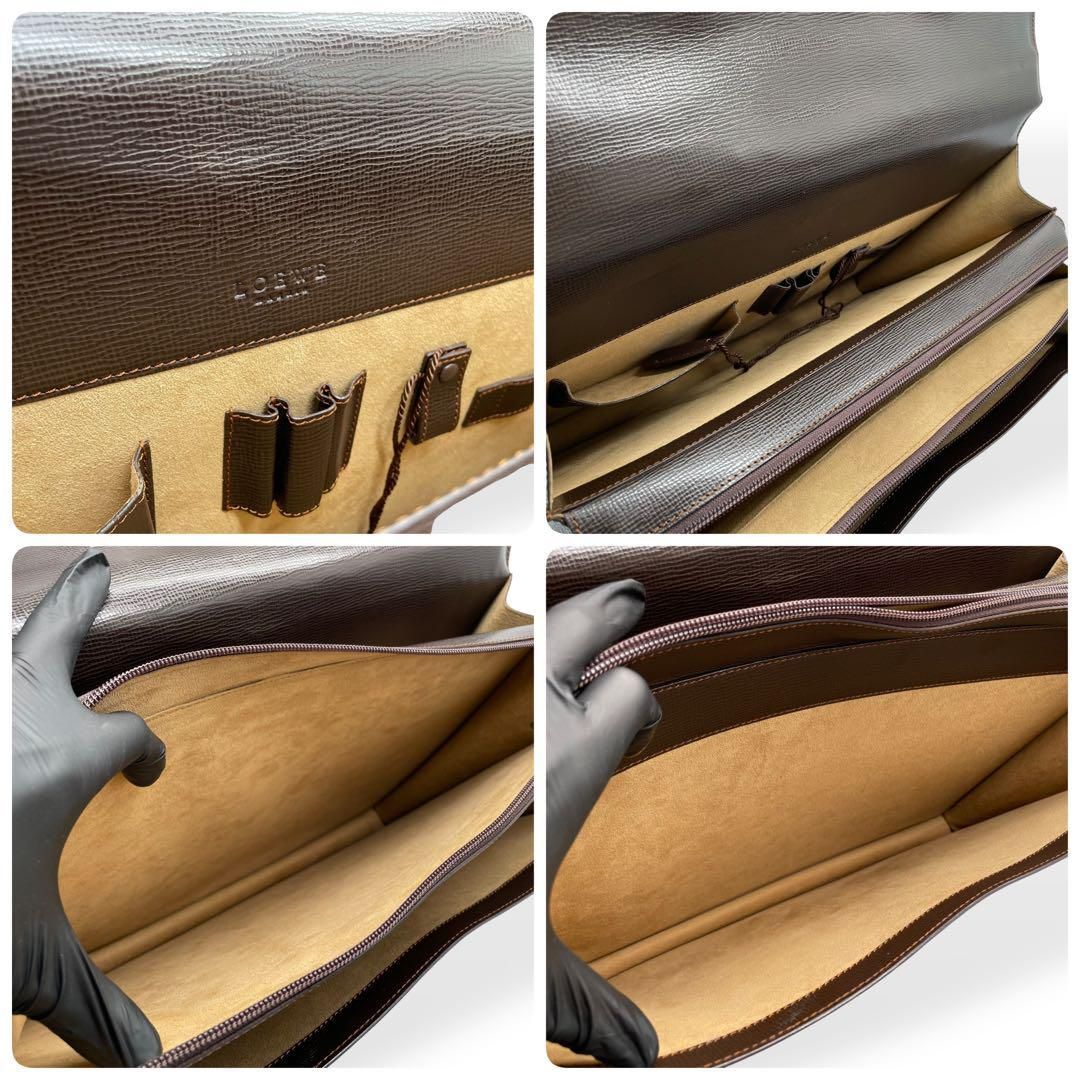 極美品　LOEWE ロエベ　ブリーフケース　ビジネスバッグ　アナグラム　ブラウン LOEWE - 極美品 LOEWE ロエベ ブリーフケース ビジネスバッグ