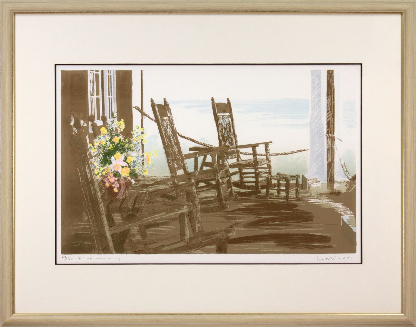 絵画 リトグラフ版画◎額装品 吹き飛ばす