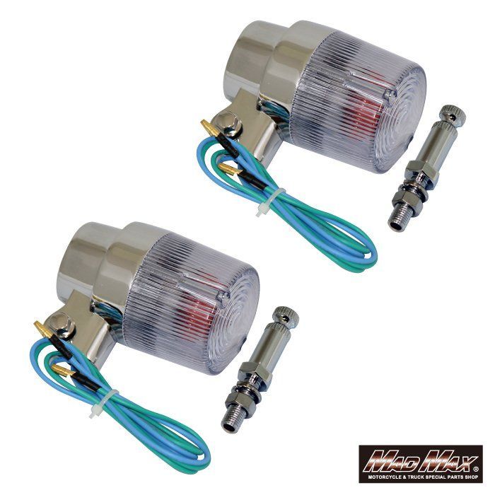 汎用 丸型 ヨーロピアンウインカー クリア 取付ステー付き 2個SET