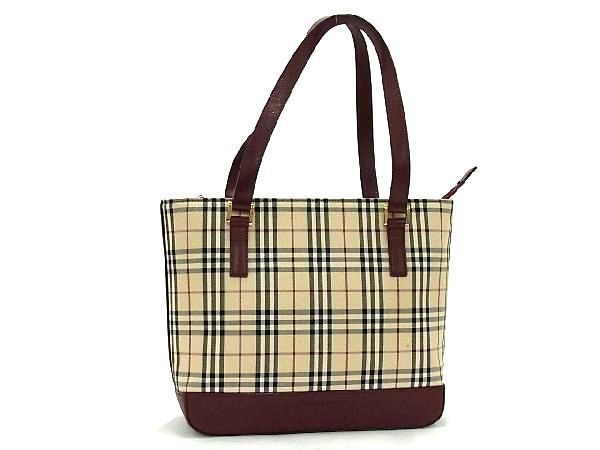□極美品□ BURBERRY バーバリー ノバチェック キャンバス×レザー